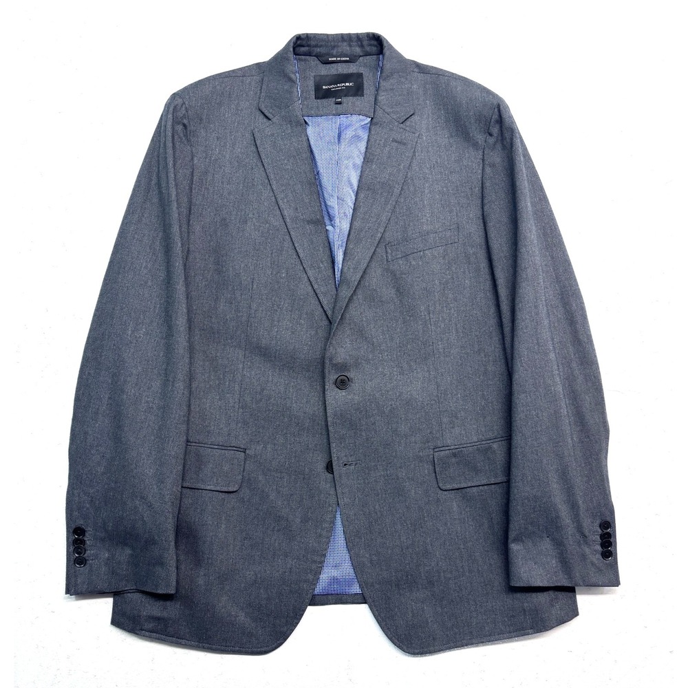 Banana Republic 44R Gray Blazer Jacket Sport Suit Coat Cotton Tailored Fit Mens